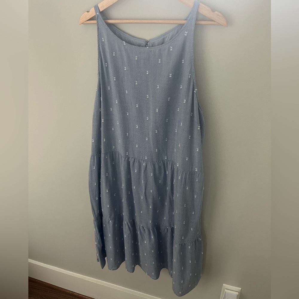 LOFT Linen Blend Midi Dress (Chambray)